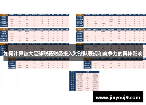 如何计算各大足球联赛财务投入对球队表现和竞争力的具体影响